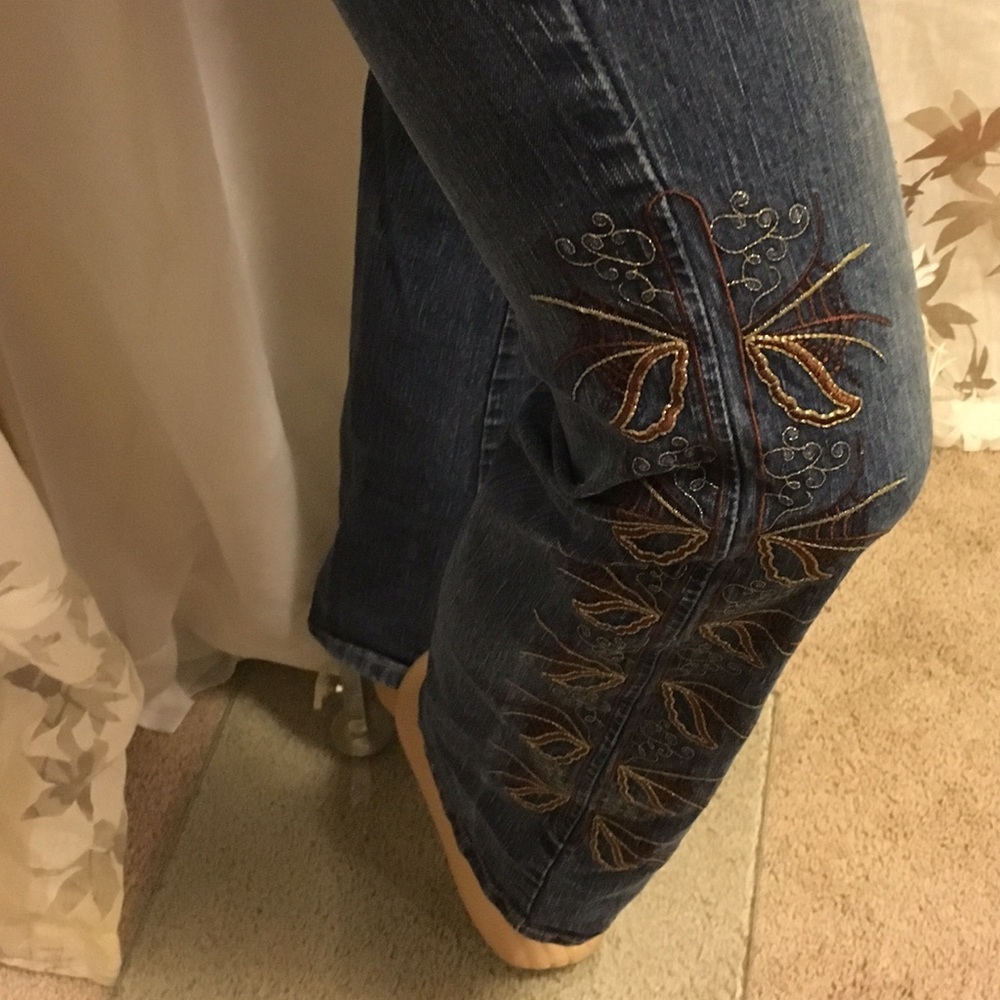 Fast Forward Embroidered Flare Jeans Dark Wash Boho Denim Women’s 28x31 - Picture 8 of 9